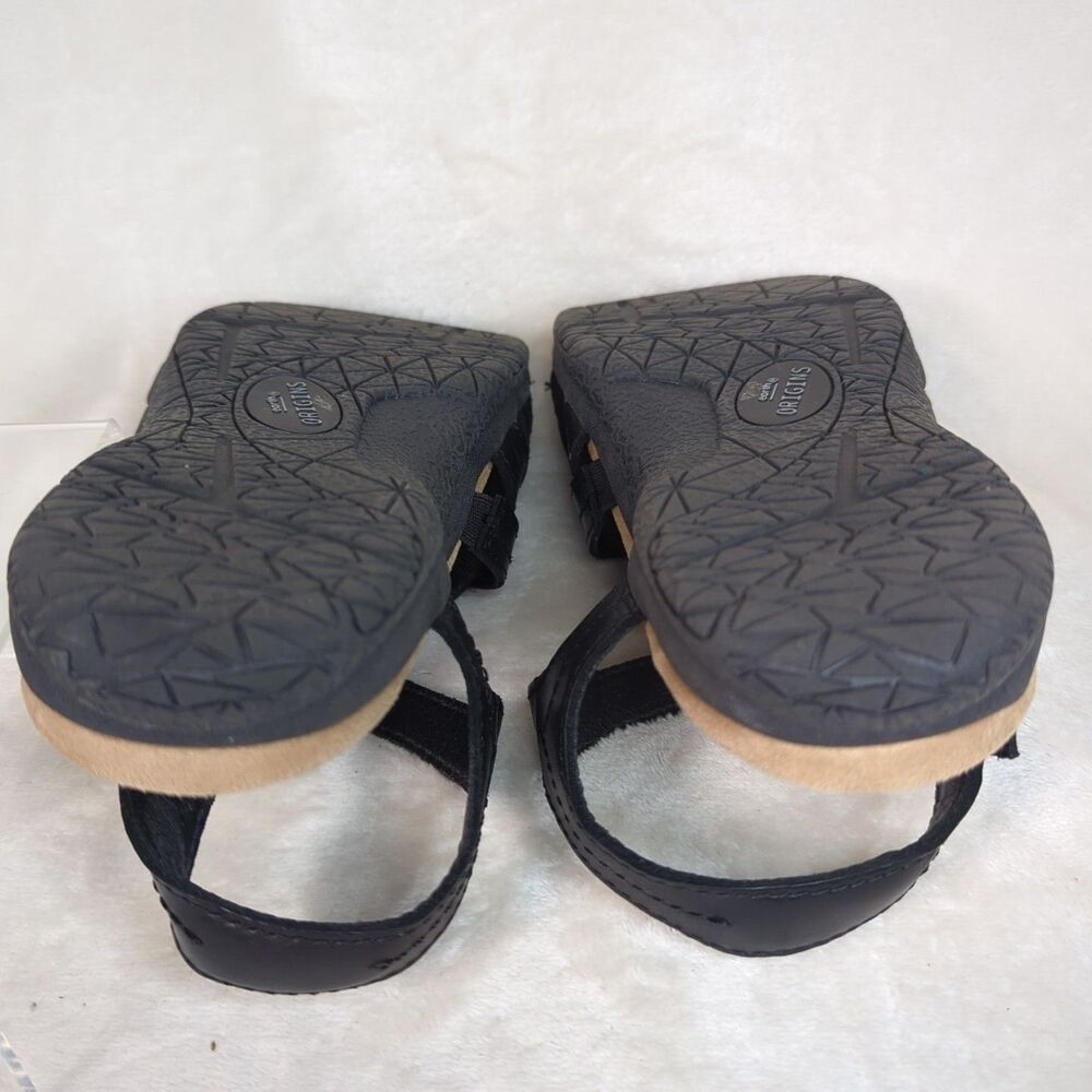 Earth Origins Etsellie Leather Strappy Sandal Womens 7 Black Cushioned Walking - Picture 10 of 10